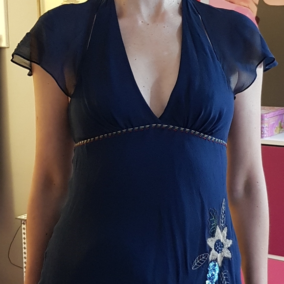 New Silk BCBG Embroidered Dress - Picture 5 of 17